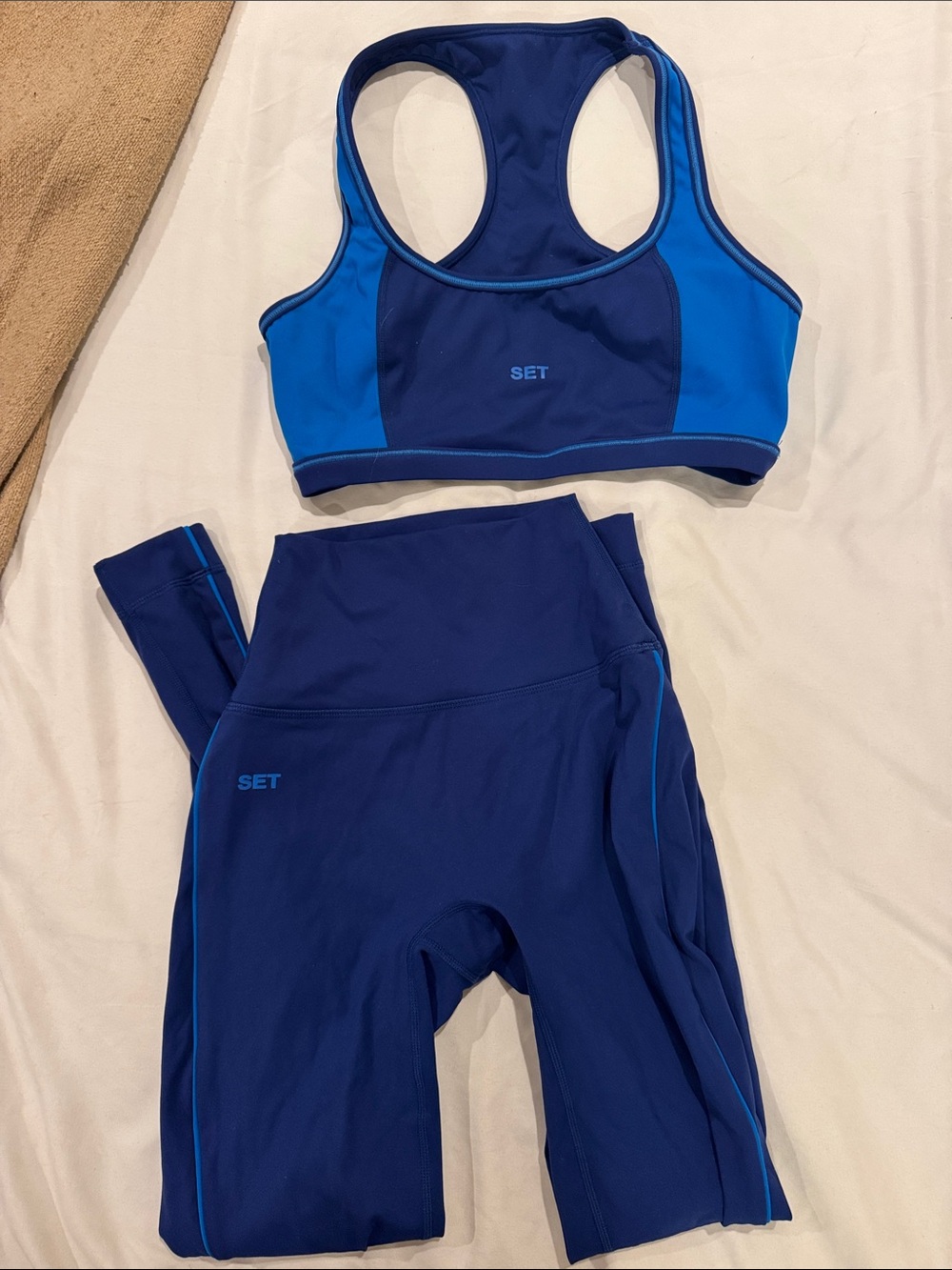SET Active Sportbody Navy & Royal Blue Active Leggings and Bra - M top S bottom